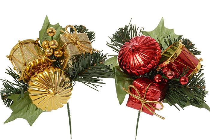 7" Holly Pine Pick W/drum Assorted Pkg/12 - Image 3