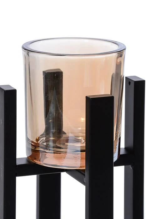 7" Metal Candle Holder W/glass - Image 2