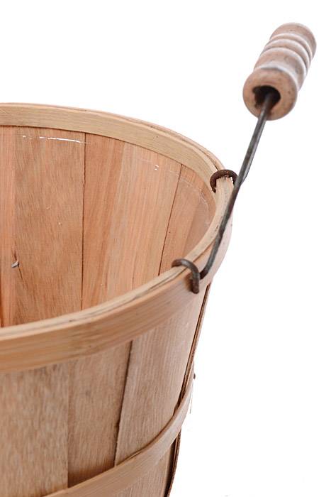 7" X 6" Round Split Wood Bushel W/wire Handle - Image 2