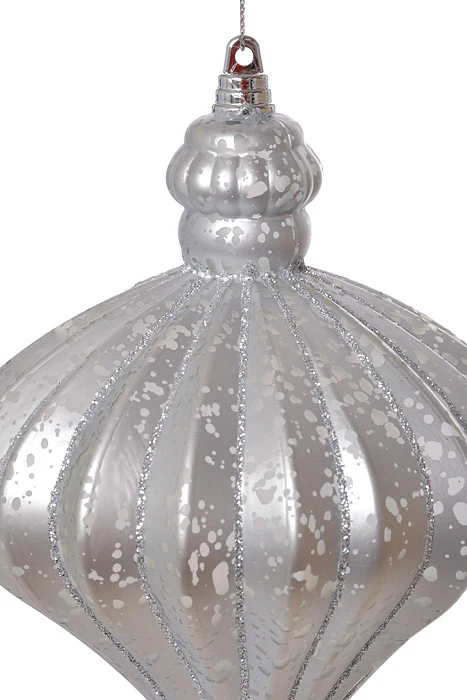 7" X 6" Straight Coconuts With Glitter Ornament Mercury Matte Silver - Image 2