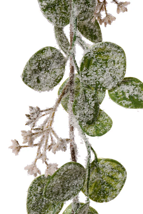 70" Snowed Seed Eucalyptus Garland Green/White - Image 2
