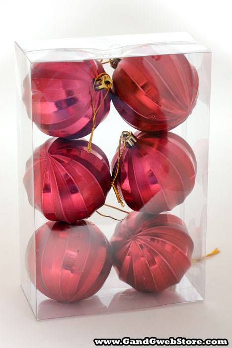 70mm Shiny/Matte Pumpkin Ball Burgundy Pkg/6 - Image 2