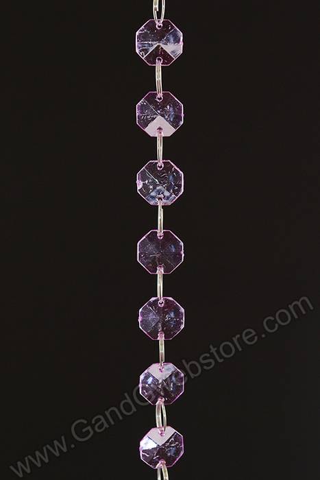 72" Acrylic Octagonal Bead Garland Fuchsia - Image 2