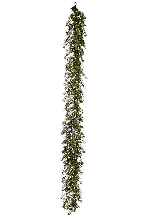 72" Plastic Pine With Mini Cones Garland Green