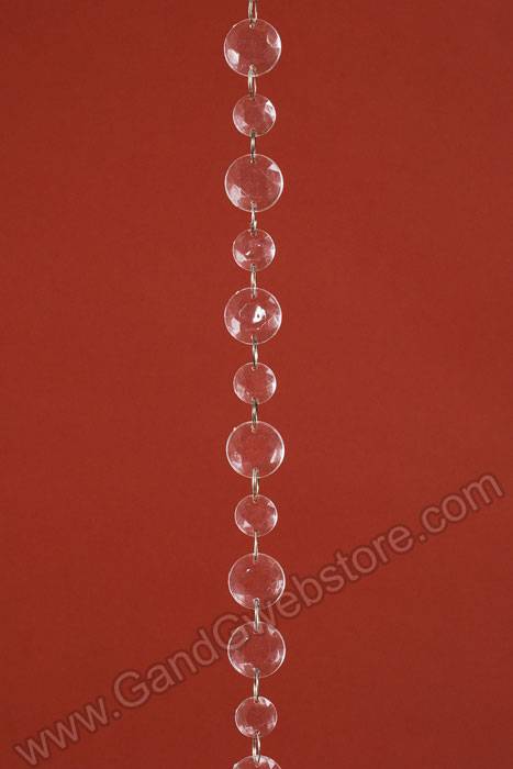 78" Small & Big Round Faceted Bead Garland Clear - Image 2