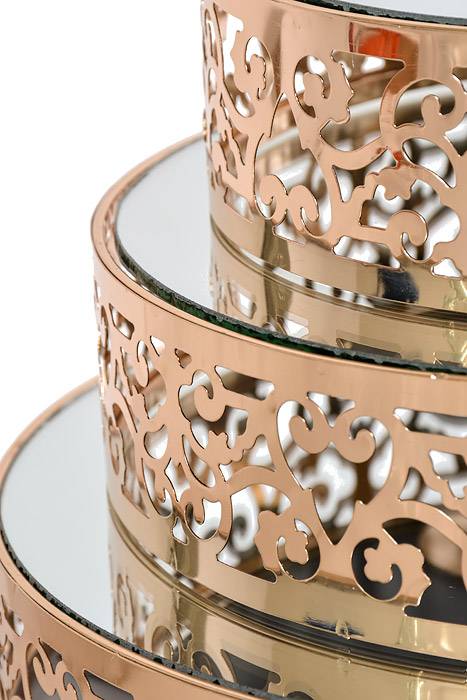 8/10/12" Metal/Mirror Round Cake Stand Gold - Image 2