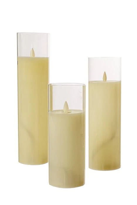 8/10/12" Remote Control Led Pillar Candle Cream Set/3 - Image 2