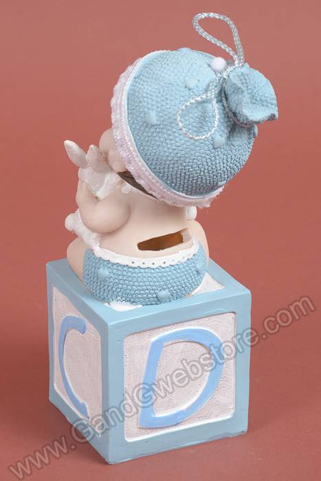 8.25" Baby Boy Sitting On The Block Blue - Image 2