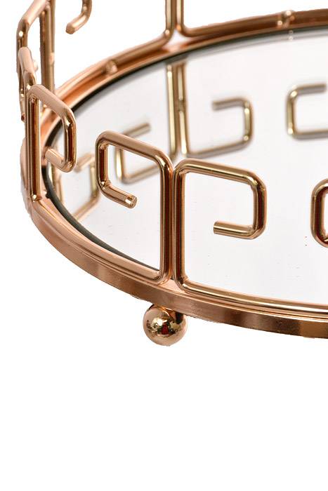 8.25" Metal/mirror Round Tray Gold - Image 2