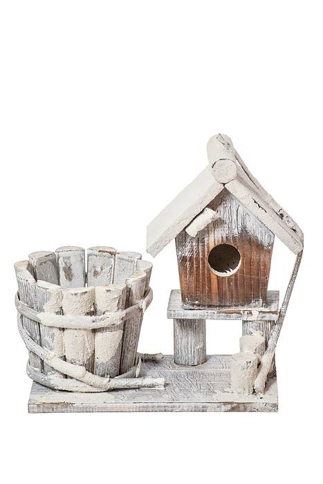8.5" Wood Birdhouse White - Image 2