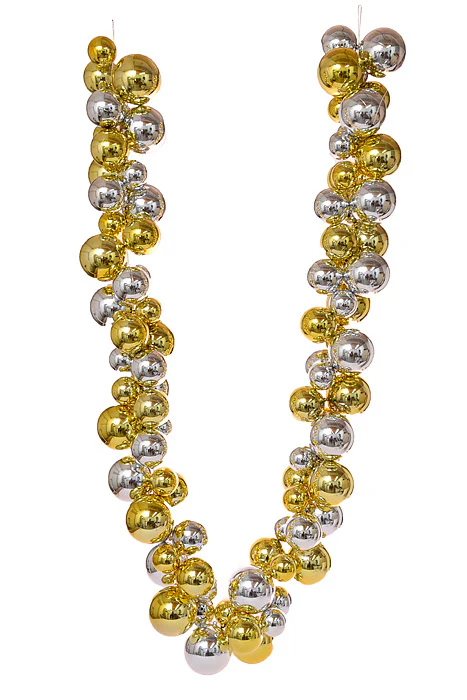 8.6Ft Shiny Glitter Ball Garland Gold/Silver