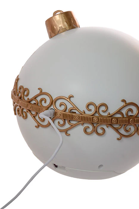 8" Led Battery Timer Spin Nativity Water Globe White/Bronze - Image 2