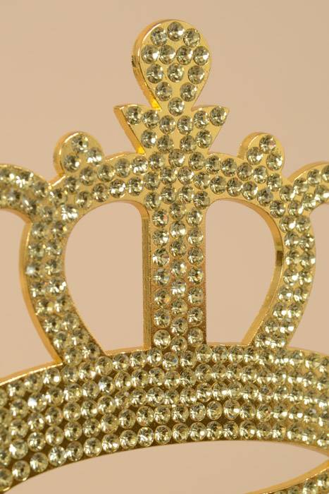 8" Rhinestone Crown Cake Topper Gold - Image 2