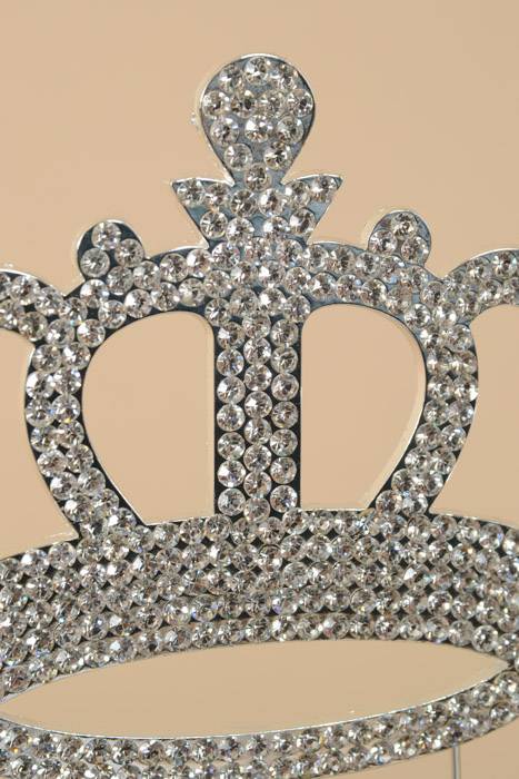 8" Rhinestone Crown Cake Topper Silver - Image 2