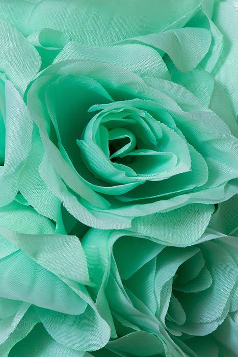 8" Rose Ball W/Ribbon Aqua - Image 2