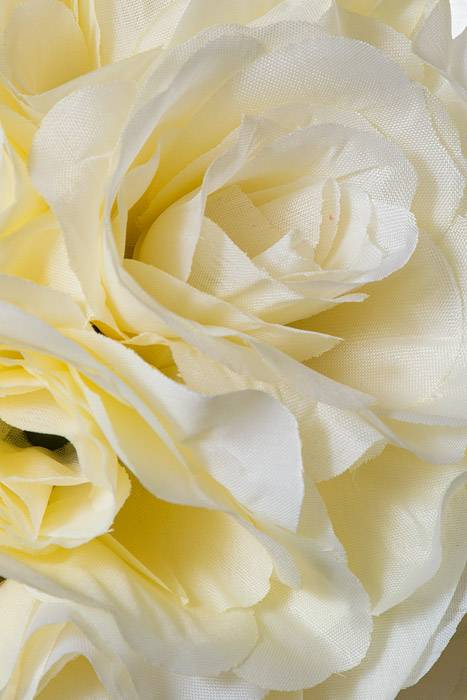 8" Rose Ball W/ribbon Ivory - Image 2
