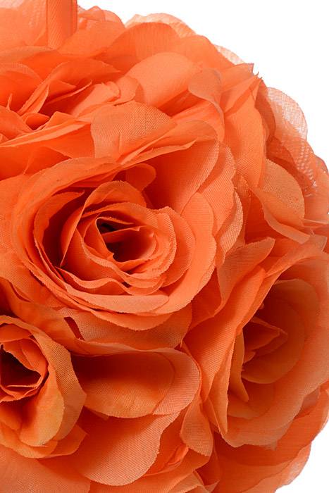 8" Rose Ball W/Ribbon Orange - Image 2
