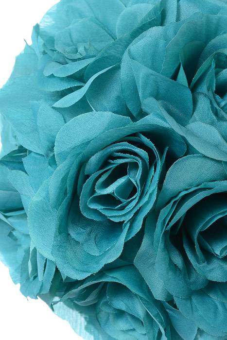 8" Rose Ball W/ribbon Turquoise - Image 2