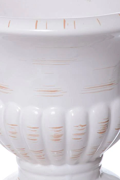8" Round Bisque Urn Antique White - Image 2