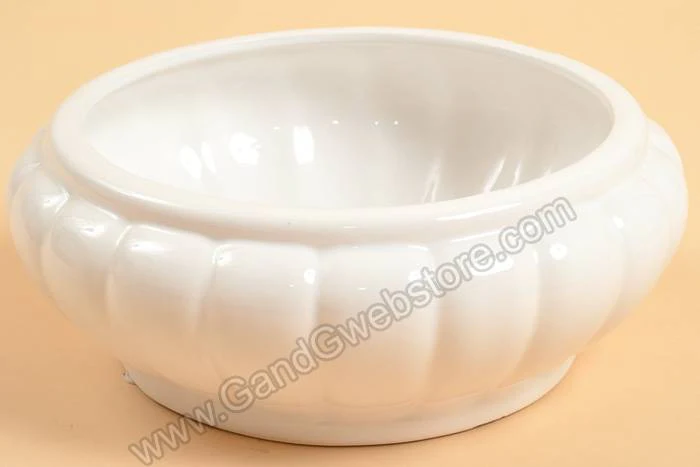 8" Round Glazed Scallop Low Bowl White - Image 2