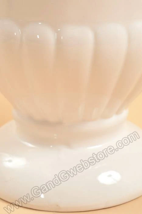 8" Small Ceramic Glazed Urn White - Image 2