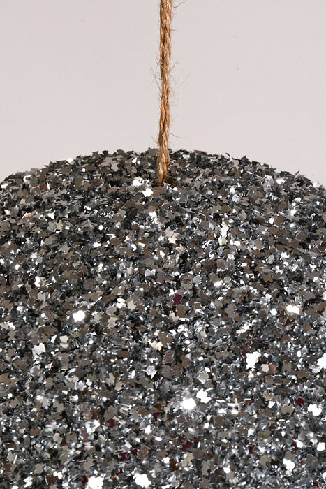 8" Sparkle Tinsel Ornament Ball Silver - Image 2