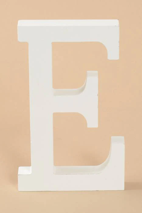 8" Wooden Letter E White