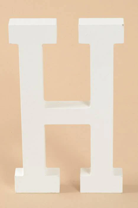 8" Wooden Letter H White