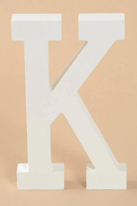 8" Wooden Letter K White