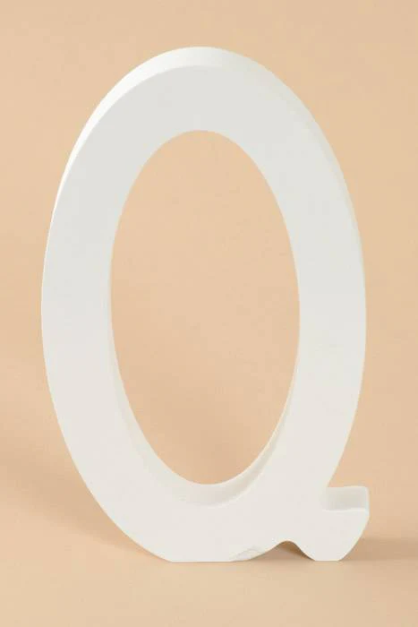 8" Wooden Letter Q White