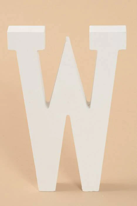 8" Wooden Letter W White