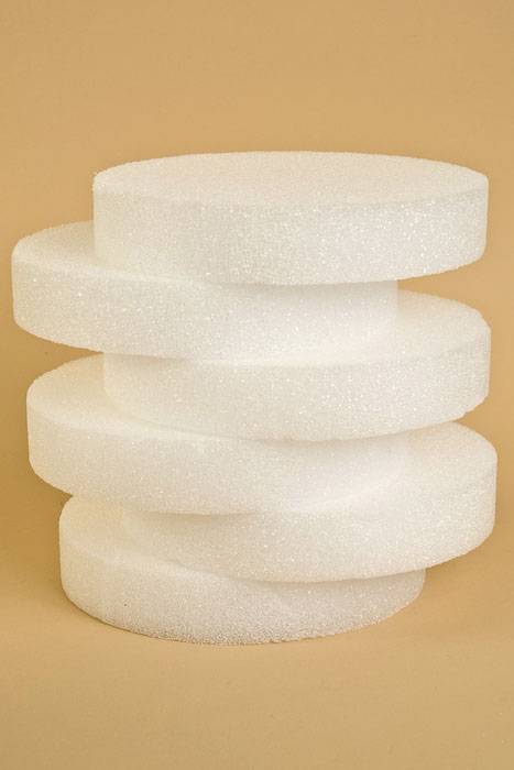 8" X 1.5"  Styrofoam Disc White Pkg/6