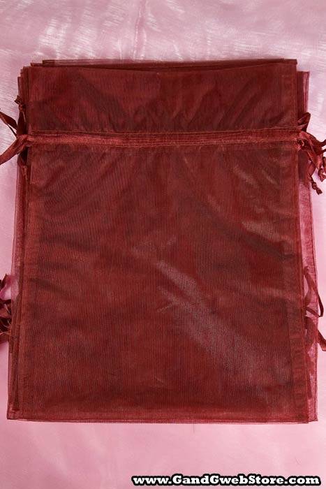 8" X 10" Organza Bag Burgundy Pkg/12 - Image 2