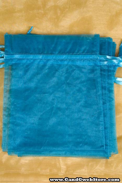 8" X 10" Organza Bag Turquoise Pkg/12 - Image 2