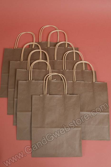 8" X 5" X 10" Rose Kraft Shopping Bag Chocolate Pkg/10 - Image 2