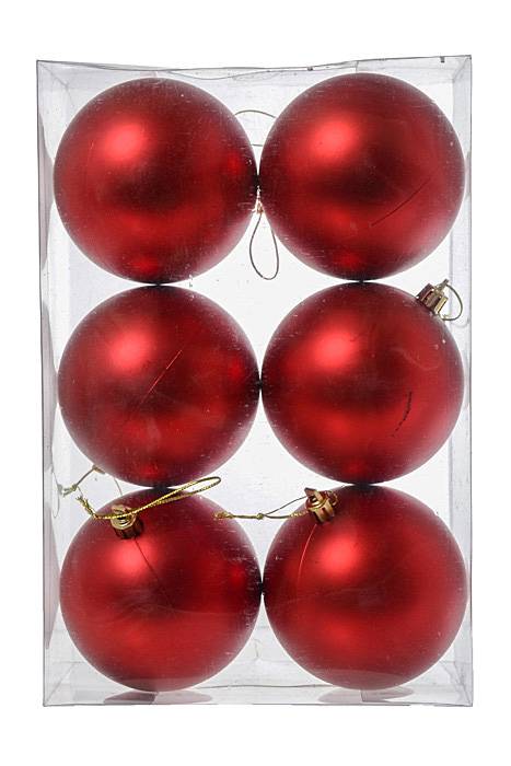 80mm Matte Plastic Ball Pkg/6 Red - Image 2