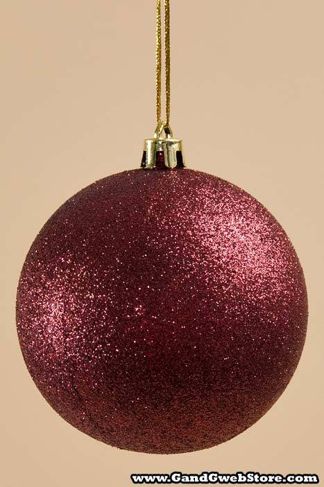 80mm Shiny/matt/glitter Ball Burgundy Pkg/6 - Image 4