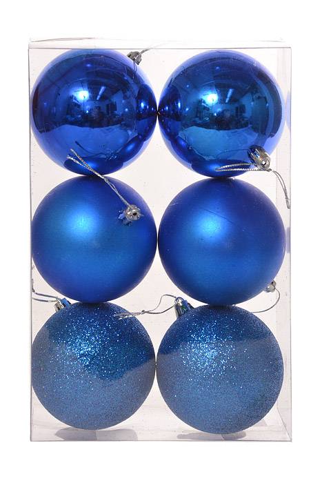 80mm Shiny/matte/glitter Plastic Ball Royal Blue Pkg/6 - Image 2