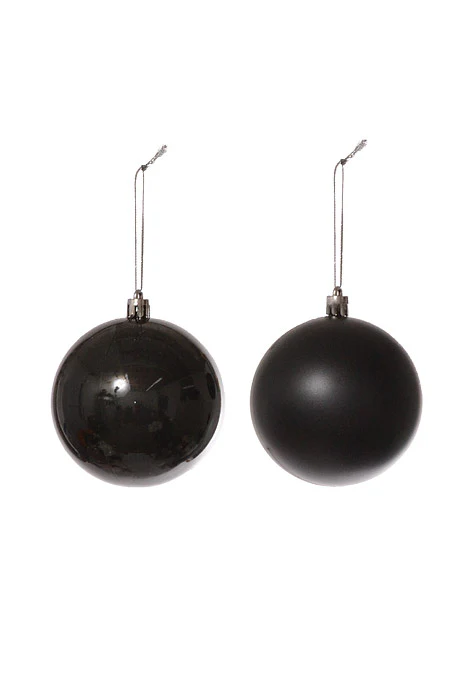80Mm Shiny/Matte Plastic Ball Ornament (Black) Pkg/6 - Image 2
