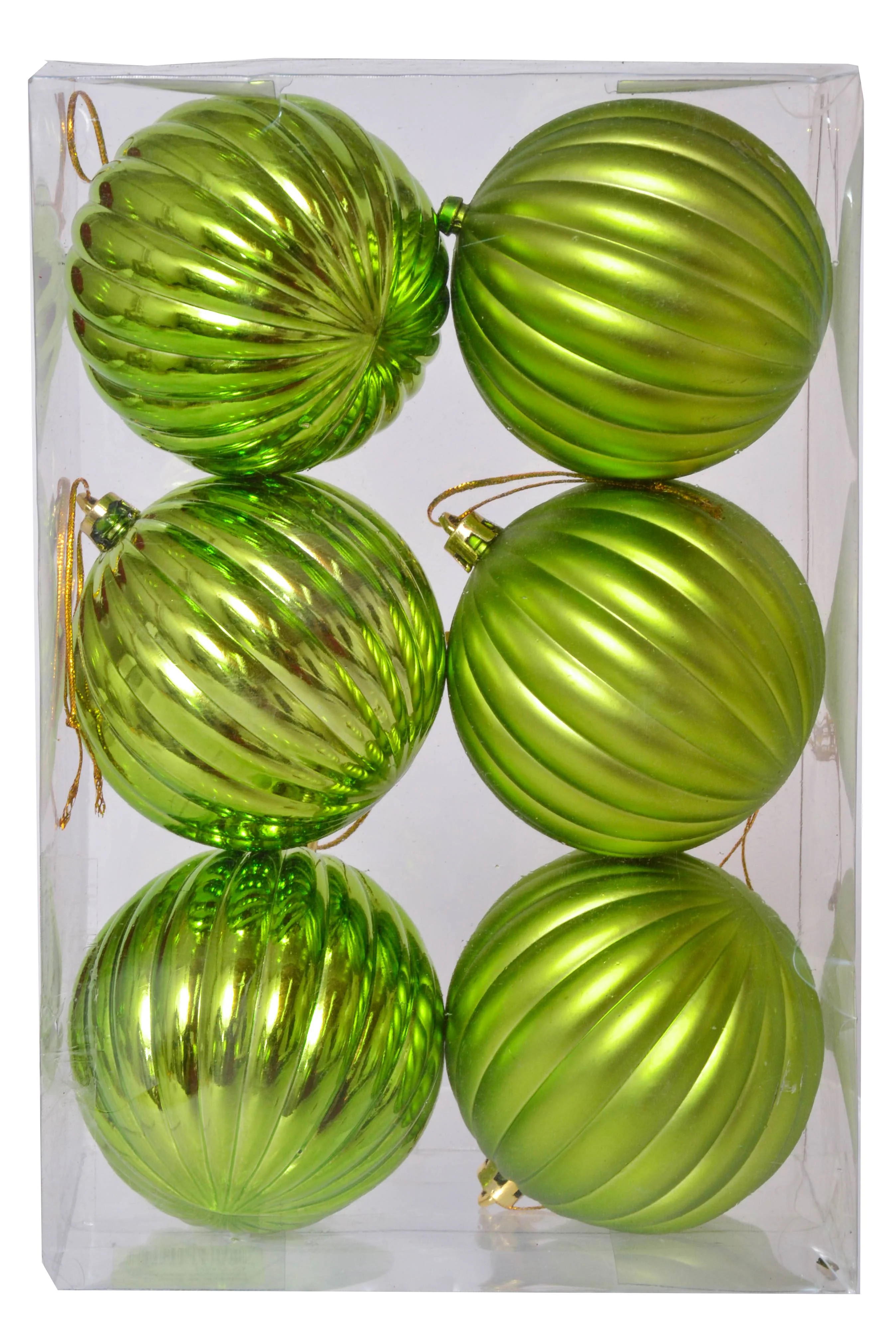80mm Shiny/matte Plastic Pumpkin Apple Green Pkg/6