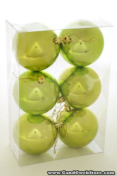 80mm Shiny Plastic Ball Apple Green Pkg/6 - Image 2
