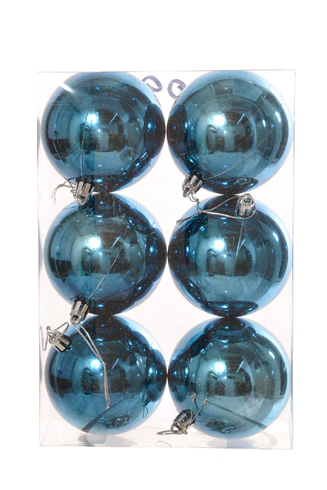 80Mm Shiny Plastic Ball Ornament Navy (Pkg/6) - Image 2