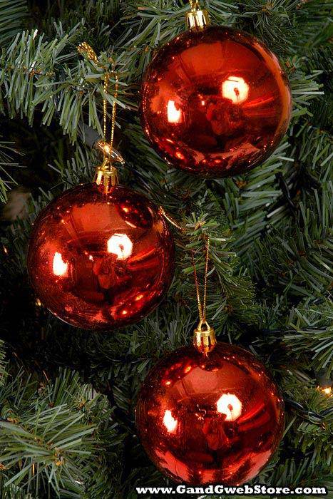 80mm Shiny Plastic Ball Red Bx/6 - Image 2