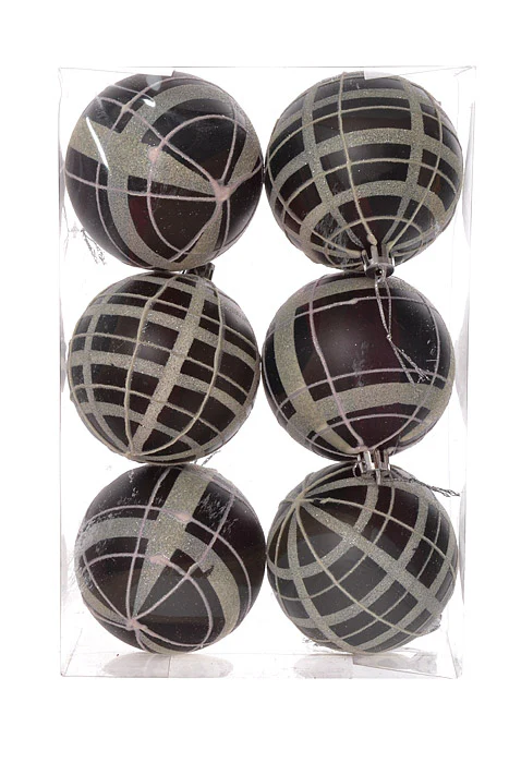 80Mm Xmas Ornament Ball Black/White (Bx/6) - Image 2
