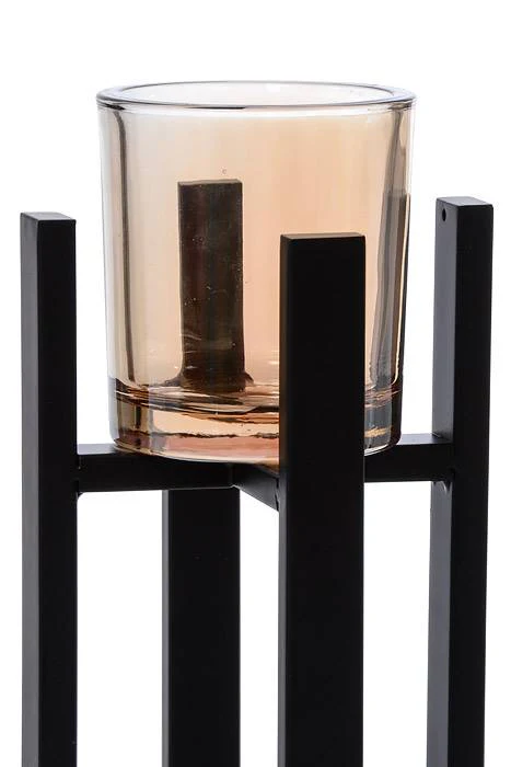 9.5" Metal Candle Holder W/glass - Image 2