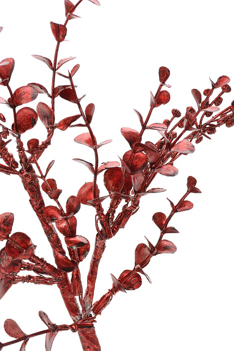 9.5"  Metallic Boxwood Pick Red - Image 2