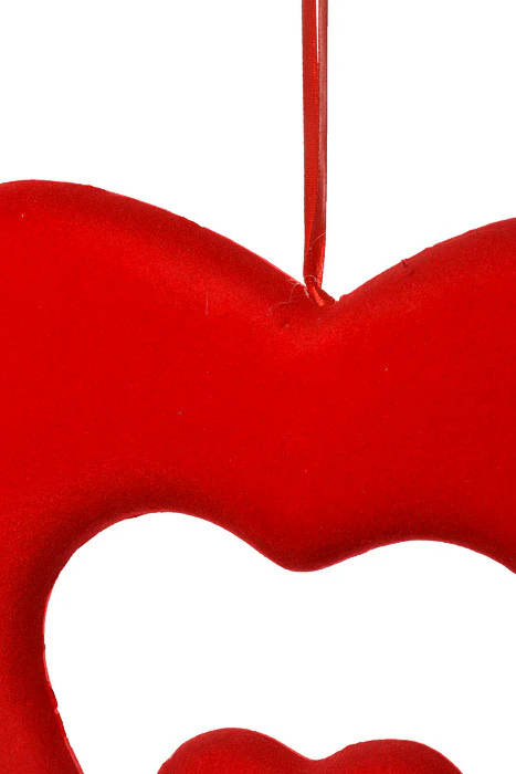 9.5" Velvet Open Double Heart Hanging Red - Image 2