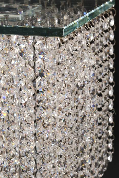 9.5" X 27" Squared Crystal Cake Stand W/3 Tier Beads Clear - Image 2