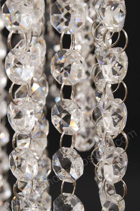 9.5" X 27" Squared Crystal Cake Stand W/3 Tier Beads Clear - Image 3