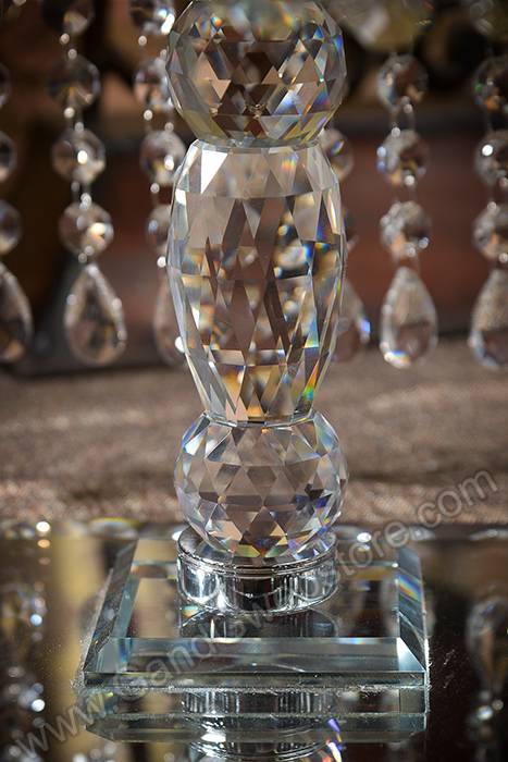 9.75" X 7.5" Squared Glass Cake Stand W/acrylic Beads Clear - Image 3